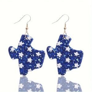 Texas State Flag Stars Patriotic Hook Earrings Let Freedom Ring